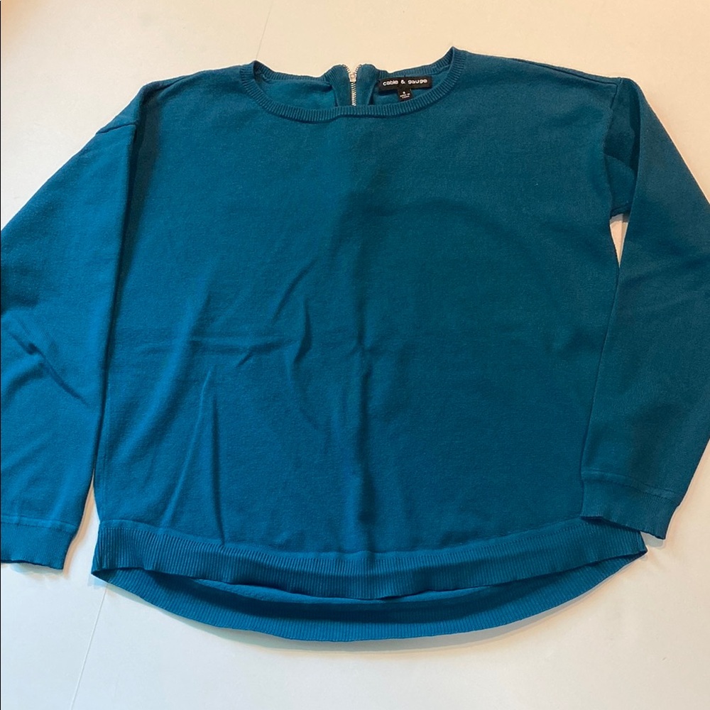 Cable & Gauge SZ Small Long Sleeve Teal Sweater D2